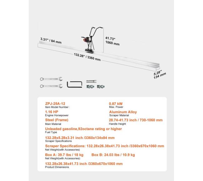Keturciklis betono lyginimo įrankis su 365 cm mentele6