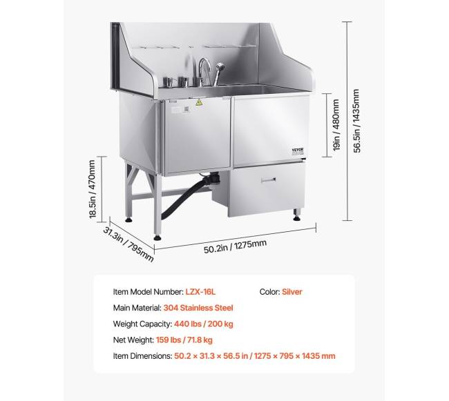 Šuns maudymo vonia nerūdijančio plieno 127 cm6