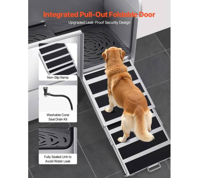 127 cm nerūdijančio plieno šunų vonia su rampe2