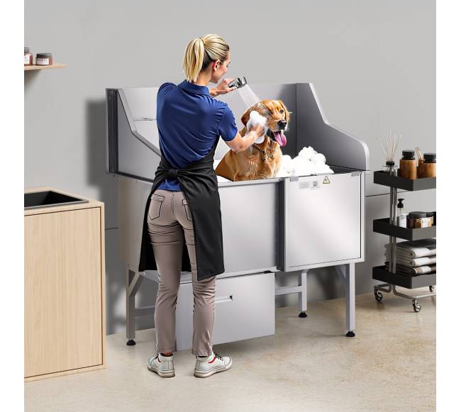 127 cm nerūdijančio plieno šunų vonia su rampe7