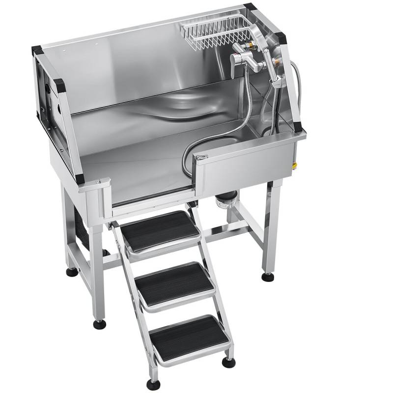 Šunų maudymo vonia su laipteliais ir maišytuvu0