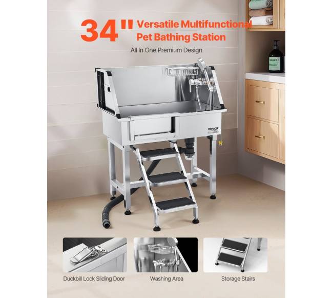 Šunų maudymo vonia su laipteliais ir maišytuvu1