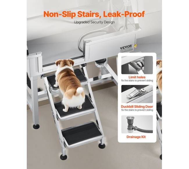 Šunų maudymo vonia su laipteliais ir maišytuvu2