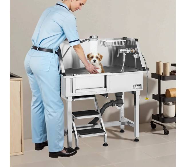 Šunų maudymo vonia su laipteliais ir maišytuvu7