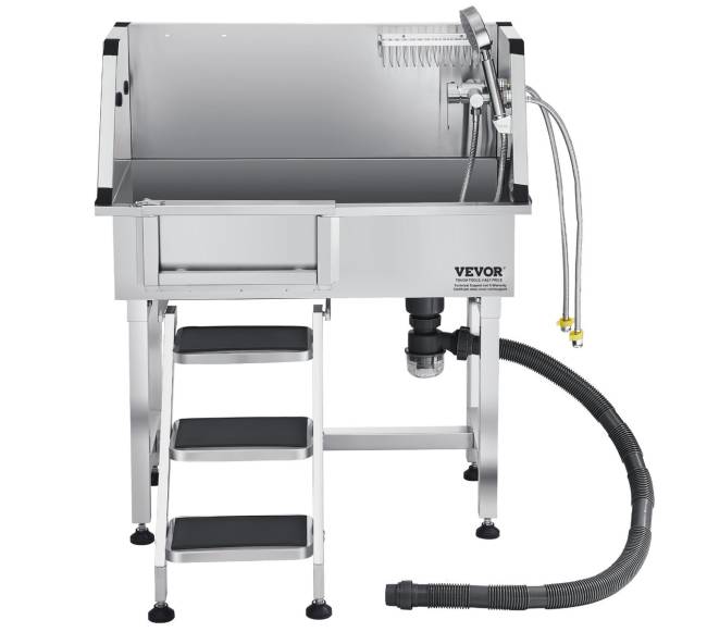 Šunų maudymo vonia su laipteliais ir maišytuvu8