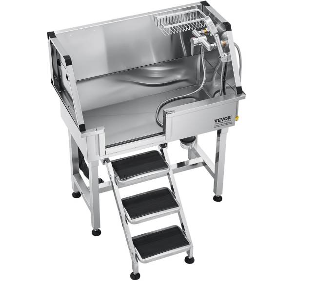 Šunų maudymo vonia su laipteliais ir maišytuvu9