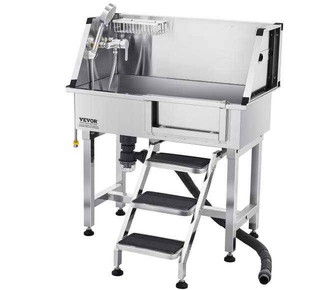 Šunų maudymo vonia su laipteliais ir maišytuvu10