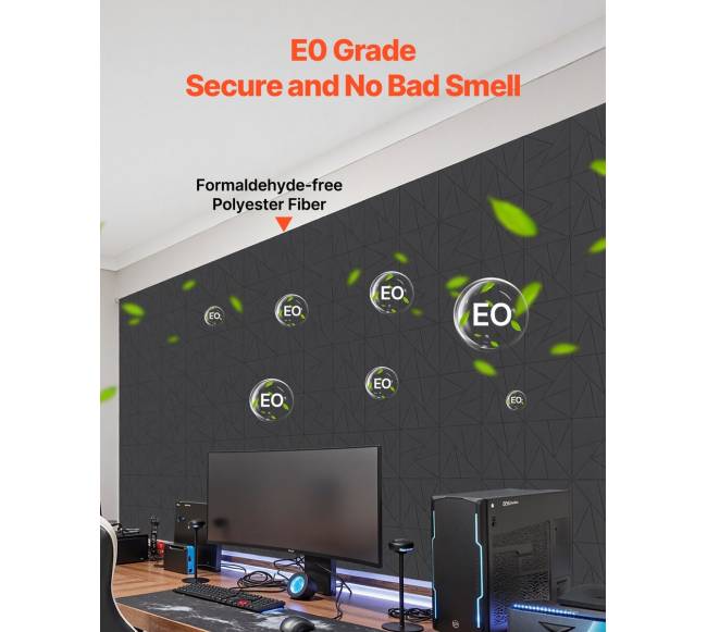 18 vnt. juodų akustinių sienų plokščių rinkinys3