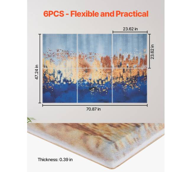 6 dalių akustinės plokštės 60 cm su lipduku5