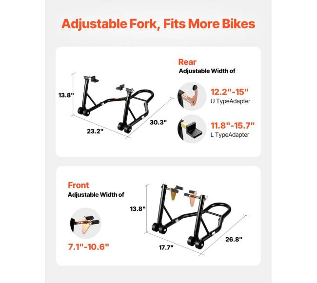 Motociklų stovas priekinis ir galinis kėlimui2