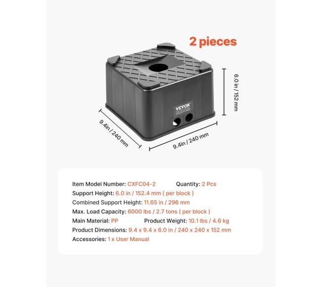 Priekabos atraminiai blokai 2 vnt 152 mm 2.7 tonos6