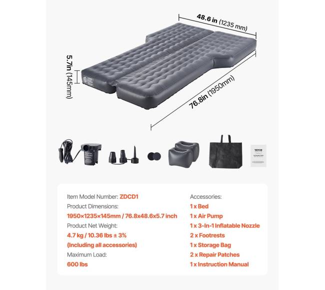 Pripučiama automobilio oro čiužinys kelionėms6