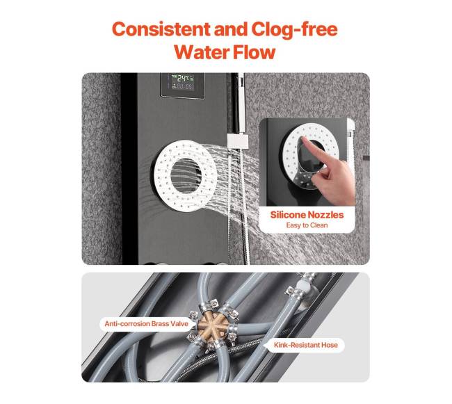 Dušo panelė su lietaus srove ir masažo purkštukais3