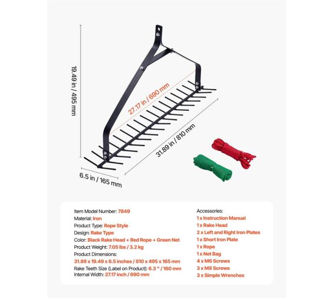 Tvenkinio vandens augalų grėblys 81x16 cm6