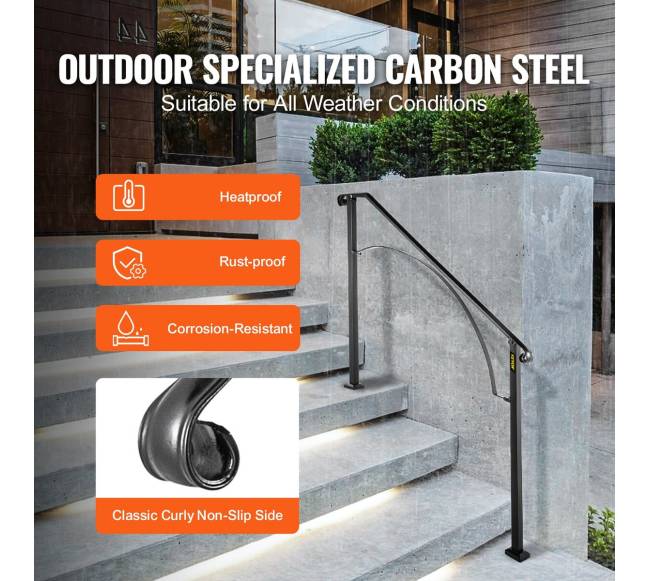 Laiptų turėklas arkos formos, juodas2