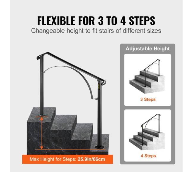 Laiptų turėklas arkos formos, juodas3