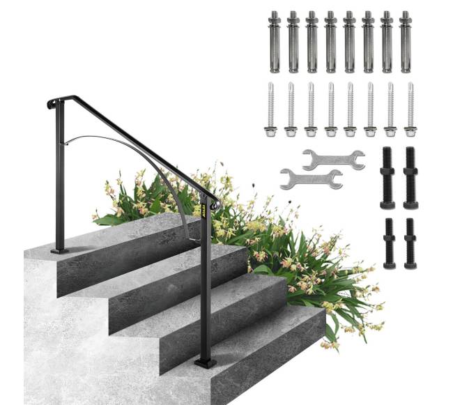 Laiptų turėklas arkos formos, juodas8