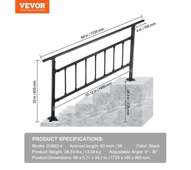 Lauko laiptų turėklai 1-4 laiptams6