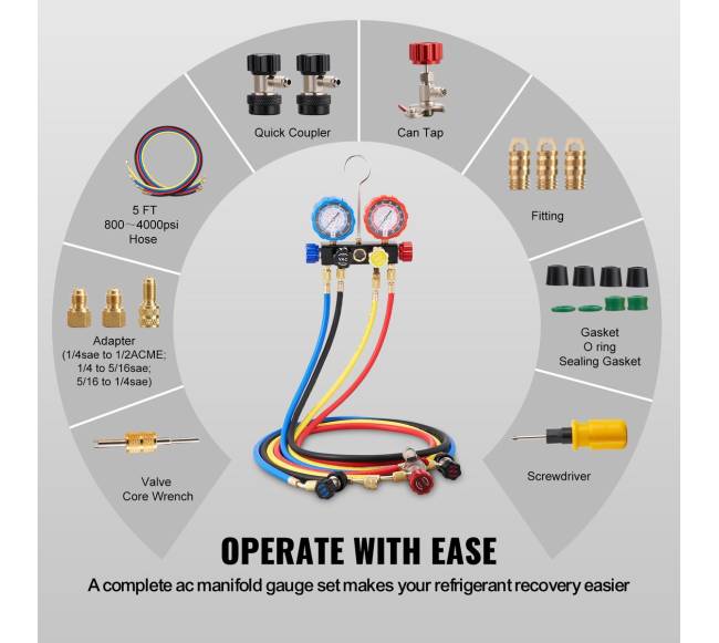 4 kanalų AC matuoklis R134A R22 R12 R410A5