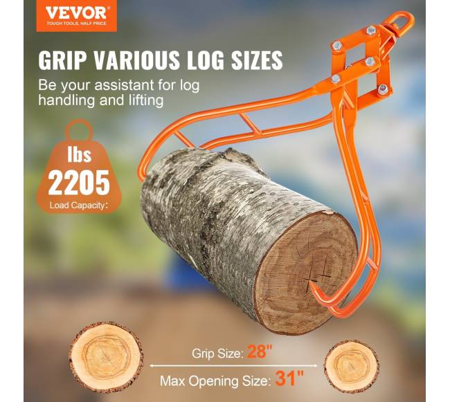 Medienos kablio žnyplės 4 nagų, 711 mm 1000 kg1