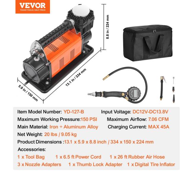 12V nešiojamas automobilių padangų kompresorius6
