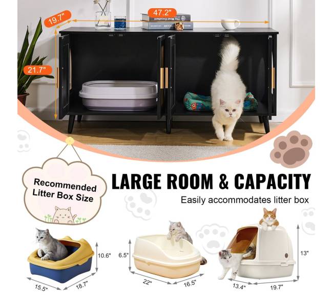 Medinė kačių dėžutės spintelė su dviem skyriumi3