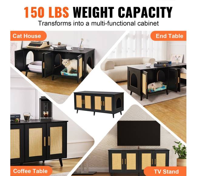 Medinė kačių dėžutės spintelė su dviem skyriumi4