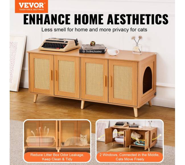 Medinė kačių dėžutės spintelė dviem katėms1