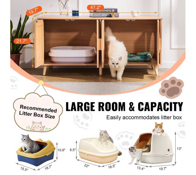 Medinė kačių dėžutės spintelė dviem katėms3