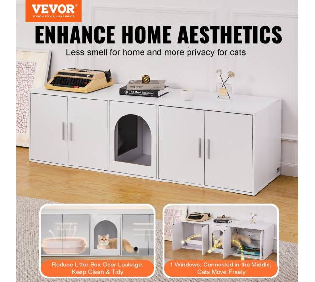 Baltas medinis kačių tualeto staliukas1