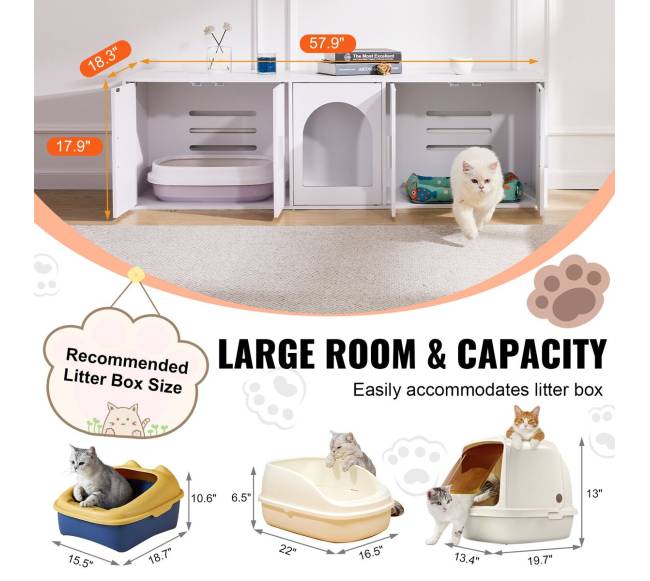 Baltas medinis kačių tualeto staliukas3