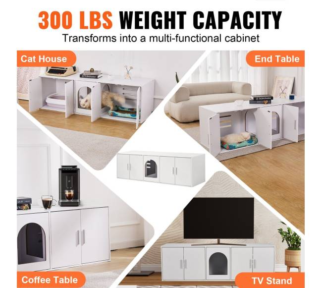 Baltas medinis kačių tualeto staliukas4