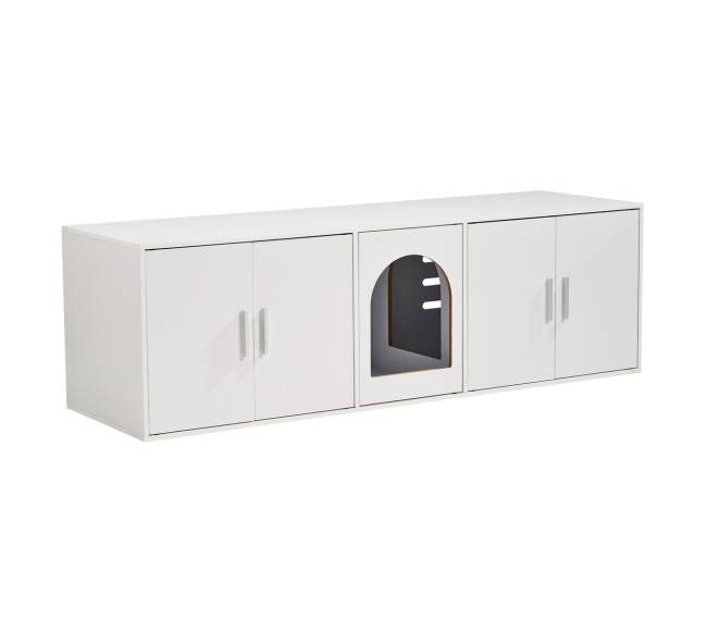 Baltas medinis kačių tualeto staliukas8