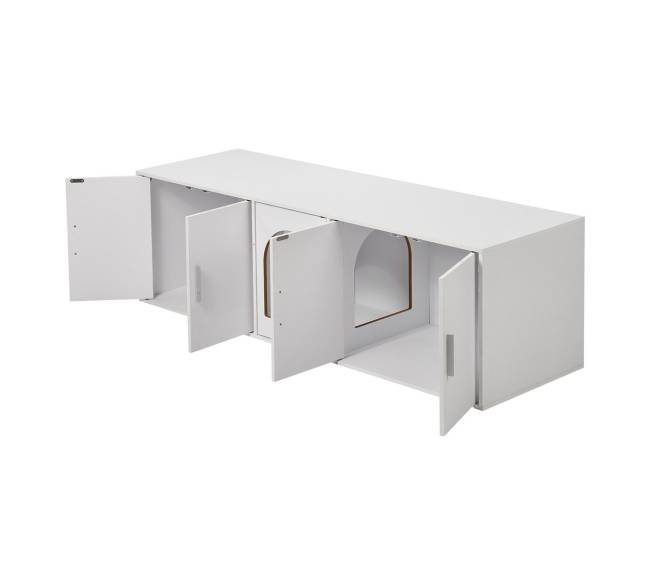 Baltas medinis kačių tualeto staliukas10