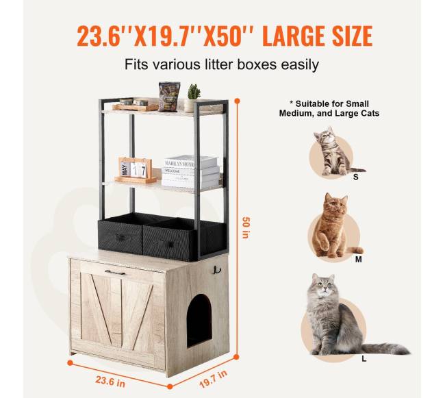 Katės kraiko dėžės baldų uždangalas su lentynomis2