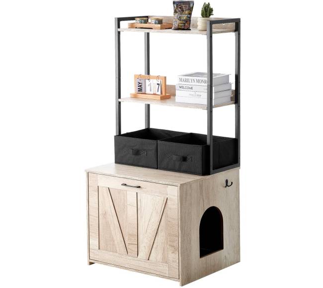 Katės kraiko dėžės baldų uždangalas su lentynomis8