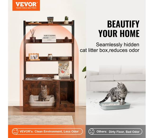 Katės dėžės talpykla ir baldai su 3 lentynomis1