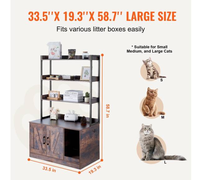 Katės dėžės talpykla ir baldai su 3 lentynomis2