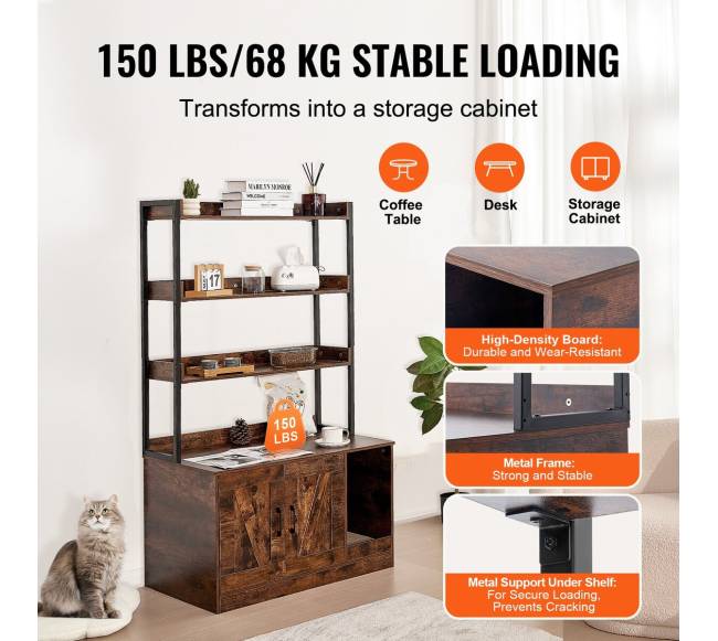 Katės dėžės talpykla ir baldai su 3 lentynomis3