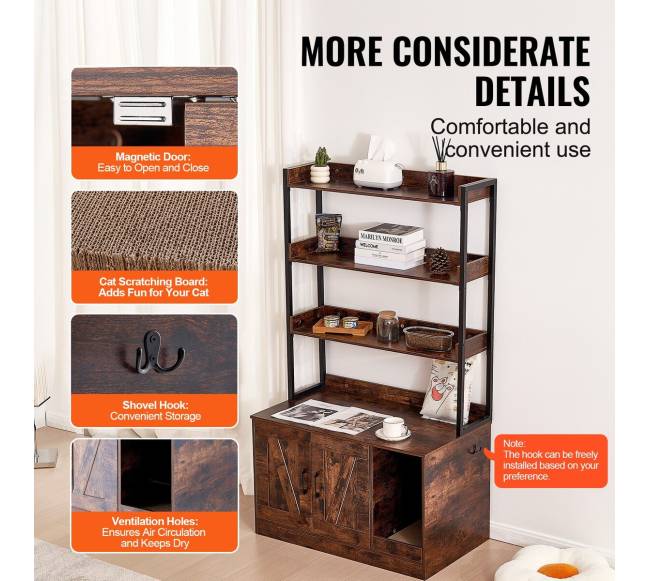 Katės dėžės talpykla ir baldai su 3 lentynomis5