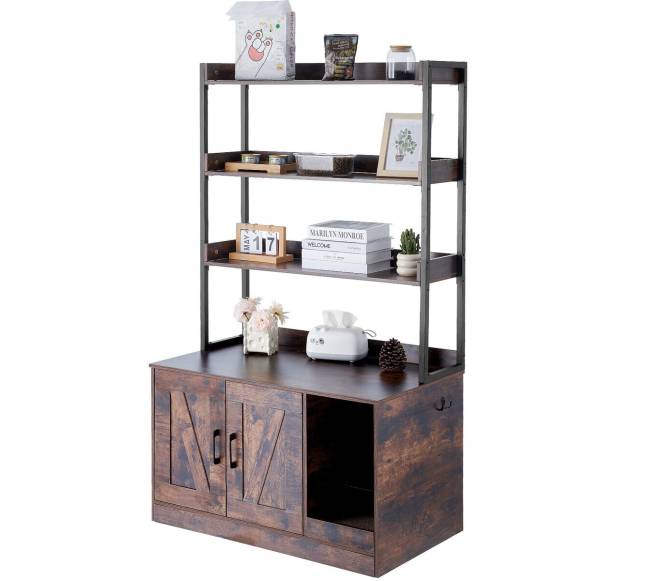 Katės dėžės talpykla ir baldai su 3 lentynomis8