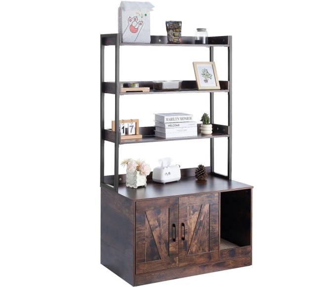 Katės dėžės talpykla ir baldai su 3 lentynomis10