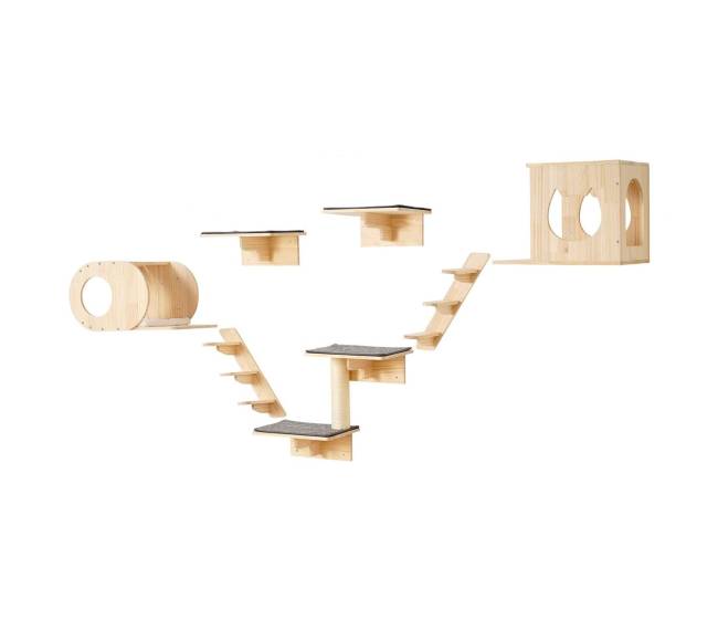 Sieniniai kačių lentynos su hamakų rinkiniu (7 dalys)8