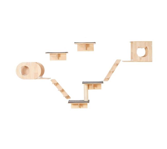 Sieniniai kačių lentynos su hamakų rinkiniu (7 dalys)10