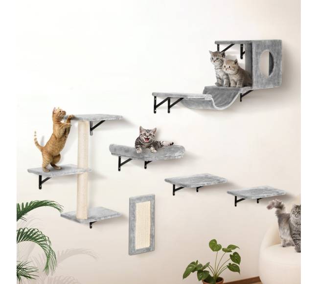 Sieninės lentynos katėms su šuolių lentomis0