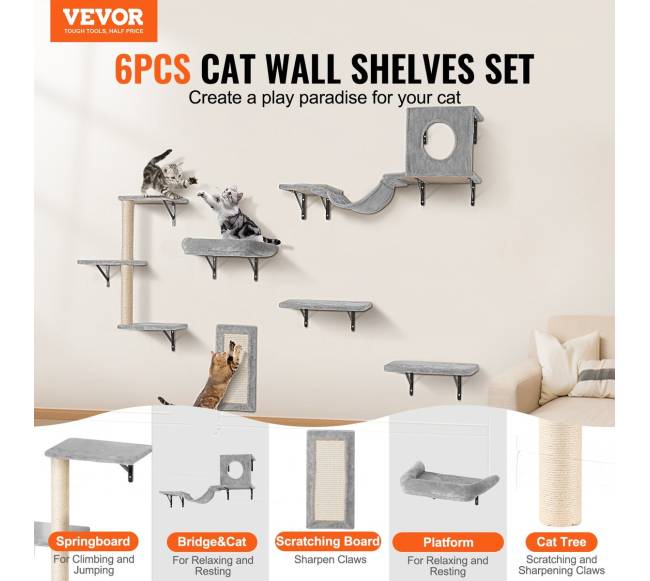 Sieninės lentynos katėms su šuolių lentomis1