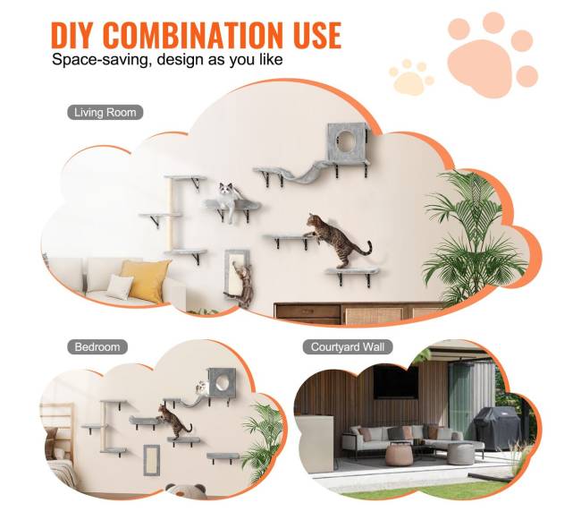 Sieninės lentynos katėms su šuolių lentomis5