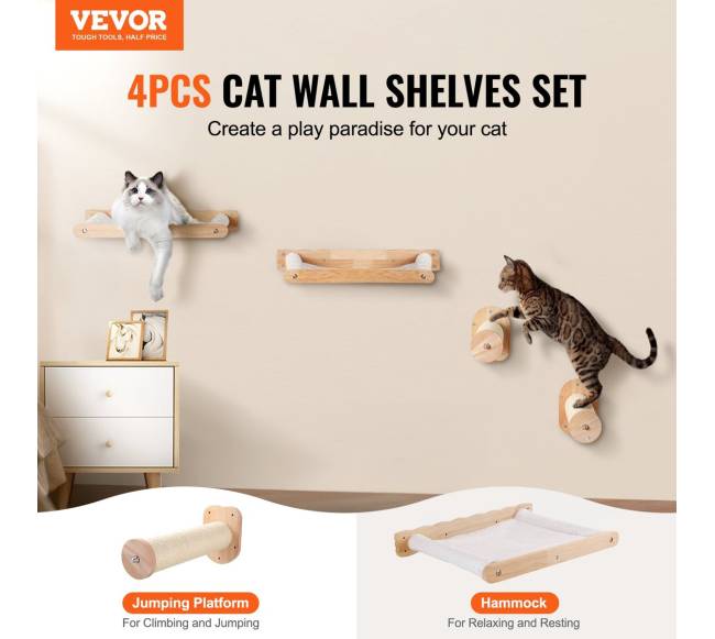 Sieniniai katės lentynėlės su 2 šokinėjimo stulpeliais1