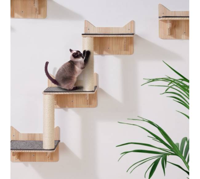 Pakabinamos lentynos katėms su šokinėjimo platformomis7