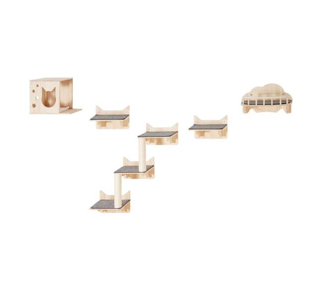 Pakabinamos lentynos katėms su šokinėjimo platformomis8